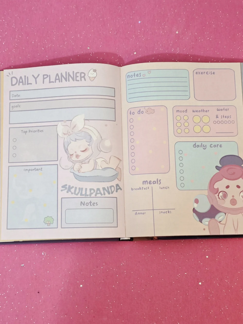 Purple Skull Panda Hardcover Journal Notebook w/ Full Color Pages